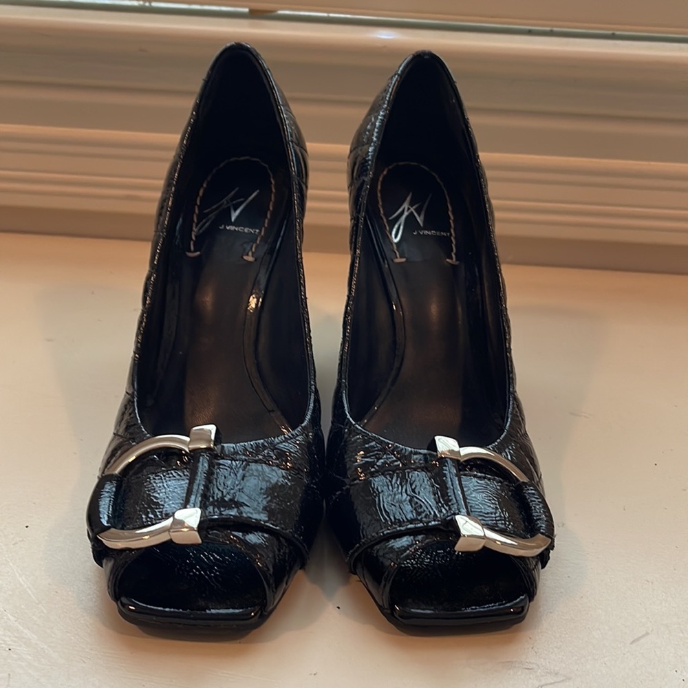 j vincent blk patent quilted wedges - Picture 2 of 4